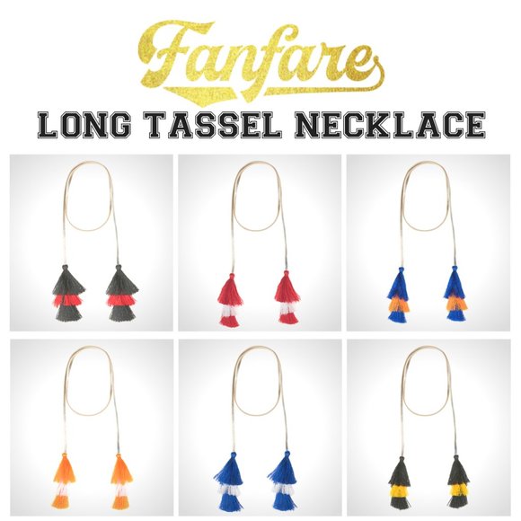 Blue and Orange Tassel Hoop Earrings - Picture 3 of 11